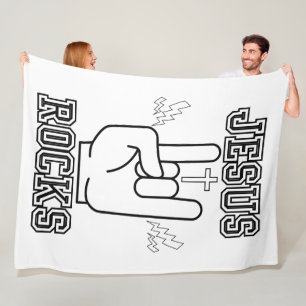 Jezus Rocks Bijbels Festival W/B Fleece Deken