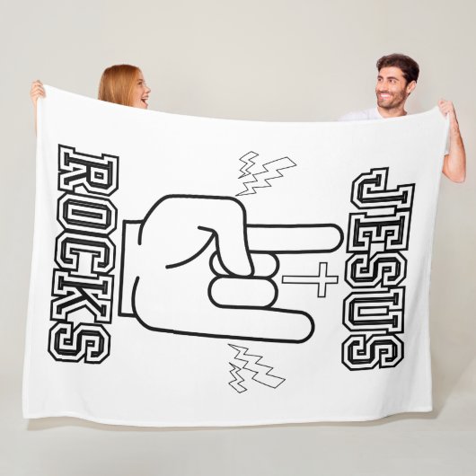 Jezus Rocks Bijbels Festival W/B Fleece Deken (In situ)