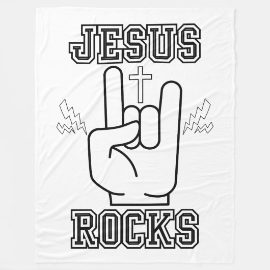 Jezus Rocks Bijbels Festival W/B Fleece Deken (Voorkant)