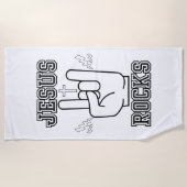 Jezus Rocks Bijbels Festival W/B Strandlaken (Voorkant)