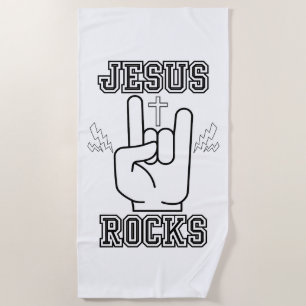 Jezus Rocks Bijbels Festival W/B Strandlaken
