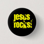 Jezus Rocks! Ronde Button 3,2 Cm (Voorkant)