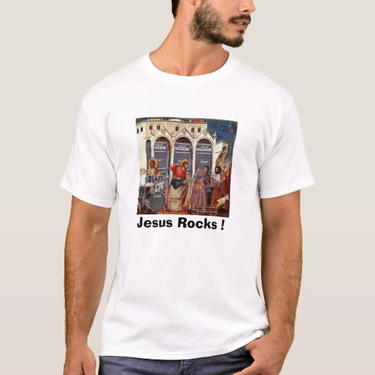 Jezus Rocks. T-shirt (Voorkant)