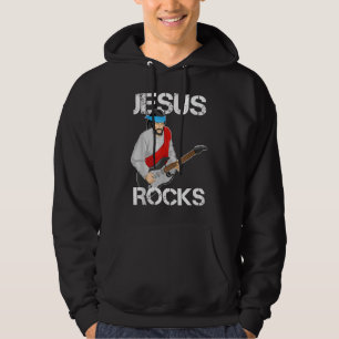 Jezus Rockt op Elektrische Gitaar Hoodie