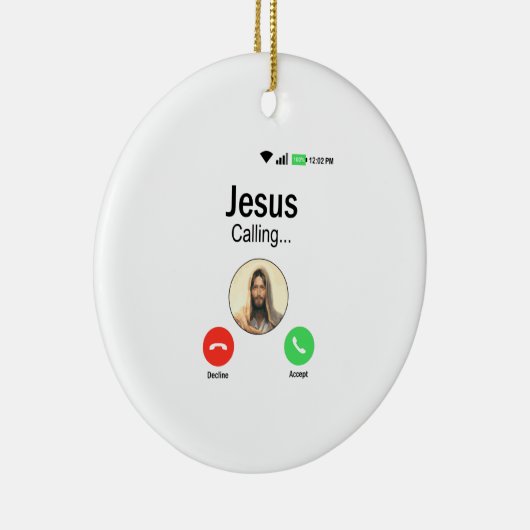 Jezus roept - grappige Christelijke religie & Gift Keramisch Ornament (Rechts)