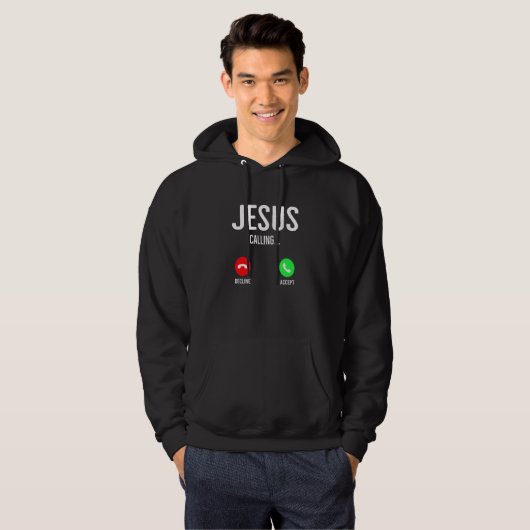 Jezus roept mobiele telefoon Christelijke nummers  Hoodie (Voorkant volledig)