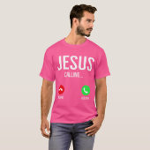 Jezus roept mobiele telefoon Christelijke nummers  T-shirt (Voorkant volledig)
