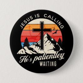 Jezus roept ronde button 7,6 cm
