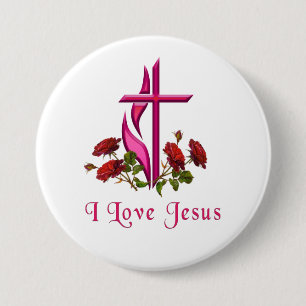 Jezus Ronde Button 7,6 Cm