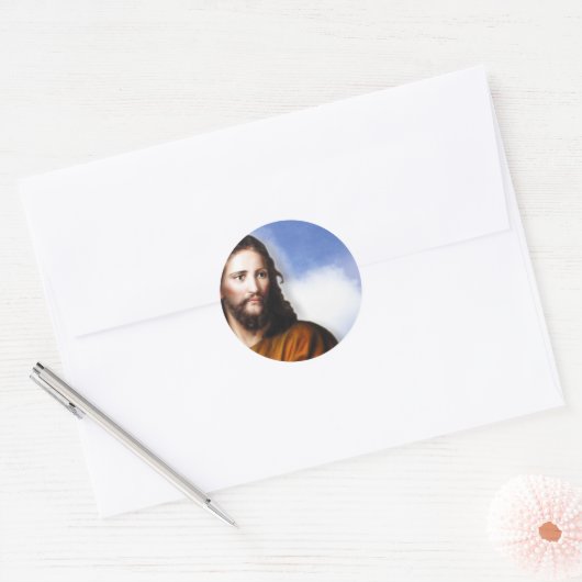 Jezus Ronde Sticker (Envelop)