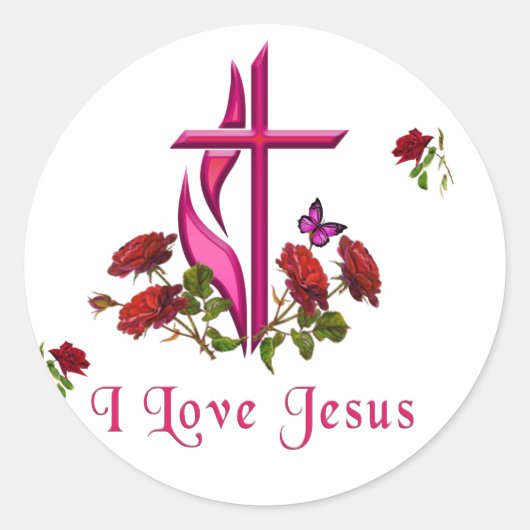Jezus Ronde Sticker (Voorkant)