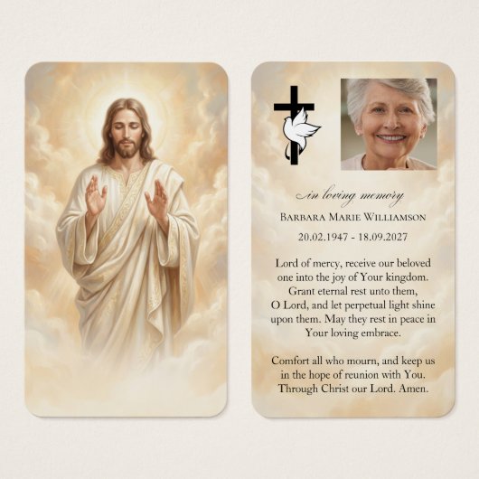 Jezus rouwkaart visitekaartje (Voorkant /achterkant)