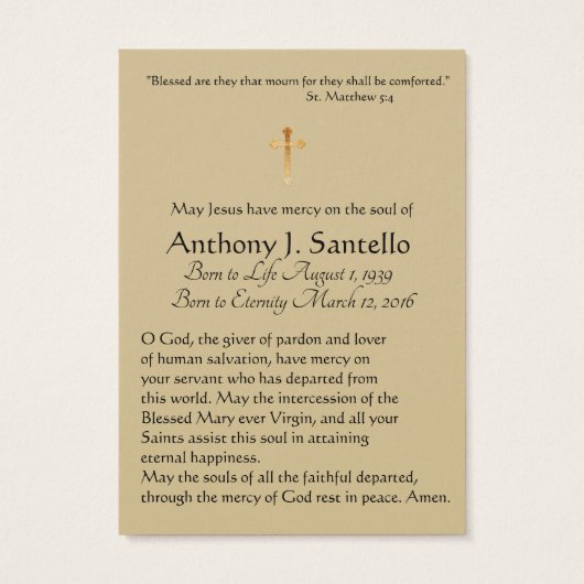 Jezus Rozen Katholieke begrafenis Memorial Heilige Visitekaartje (Achterkant)