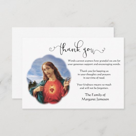 Jezus Sacred Heart Dank u wel Bedankkaart (Voorkant / Achterkant)