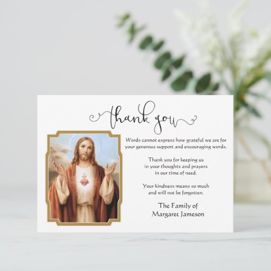 Jezus Sacred Heart Dank u wel Bedankkaart (Staand voorkant)