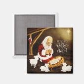 Jezus Santa Religieus Seizoen Kerstmis Magneet (Voorkant / Achterkant)