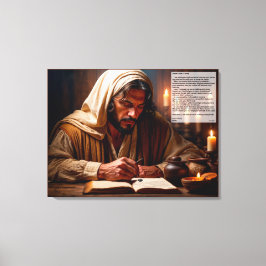 Jezus schrijft in het boek des levens canvas afdruk
