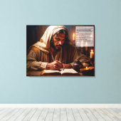 Jezus schrijft in het boek des levens canvas afdruk (Insitu (Houten vloer))