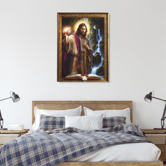 Jezus schrijft in het boek des levens canvas afdruk (Insitu (Slaapkamer))