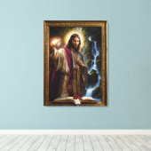 Jezus schrijft in het boek des levens canvas afdruk (Insitu (Houten vloer))