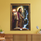 Jezus schrijft in het boek des levens canvas afdruk (Insitu (Woonkamer))