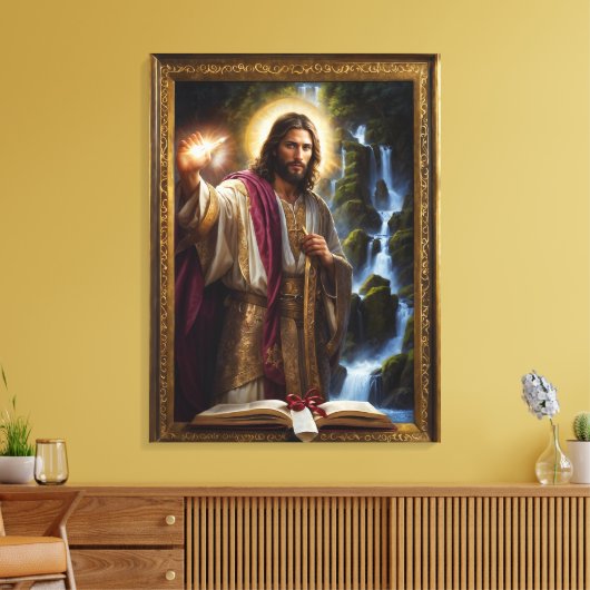 Jezus schrijft in het boek des levens canvas afdruk (Insitu (Woonkamer))