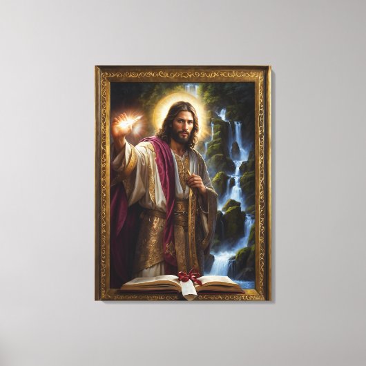 Jezus schrijft in het boek des levens canvas afdruk (Voorkant)