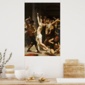 Jezus Scourging bij de pilaarpassie van Christus B Poster (Keuken)