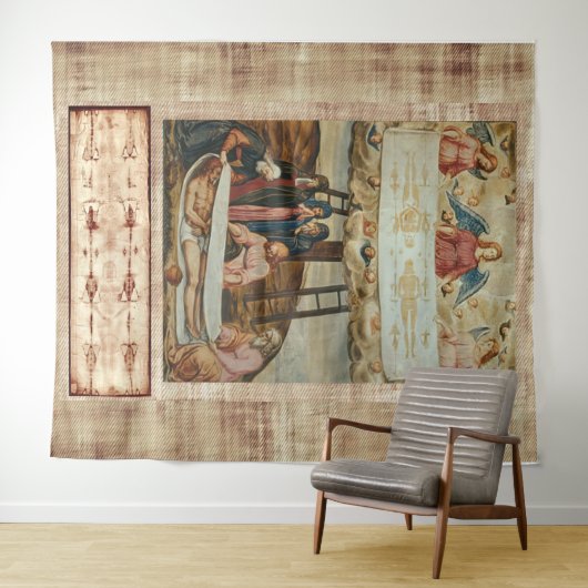 Jezus Shroud van Turijn en Descent van het Kruis Wandkleed (In Situ (horizontaal))