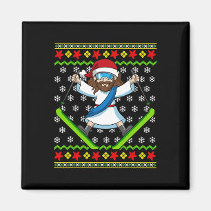 Jezus skiën lelijke kerst ski jongens meisjes jeug magneet