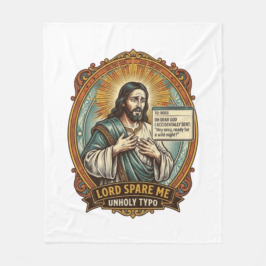 Jezus Slechte Autocorrect Bericht Baas Vernederend Fleece Deken (Voorkant)