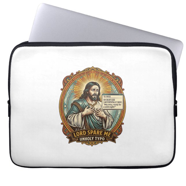 Jezus Slechte Autocorrect Bericht Baas Vernederend Laptop Sleeve (Voorkant)