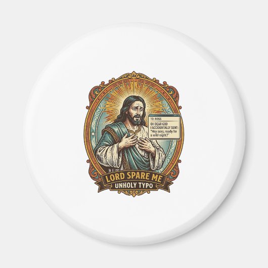 Jezus Slechte Autocorrect Bericht Baas Vernederend Magneet (Voorkant)