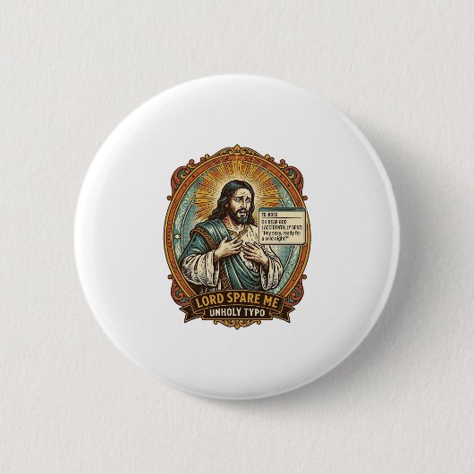 Jezus Slechte Autocorrect Bericht Baas Vernederend Ronde Button 5,7 Cm (Voorkant)