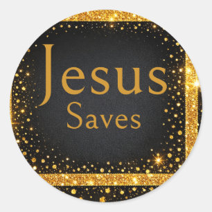 Jezus Spaart, Goud Zwart Stippen, Strepen Luxe Ronde Sticker