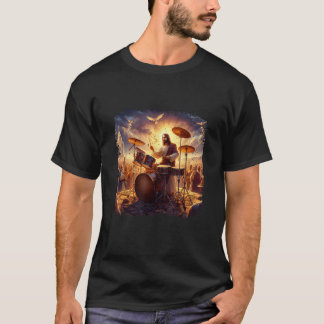 Jezus speelt drums Christelijke drummer schilderij T-shirt