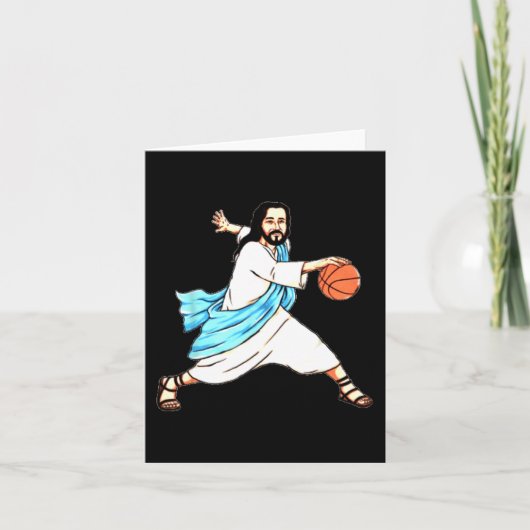 Jezus Spelen Basketbal Leuke Kerstmis Kaart (Voorkant)
