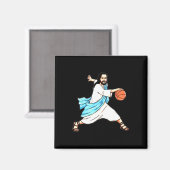 Jezus Spelen Basketbal Leuke Kerstmis Magneet (Voorkant / Achterkant)