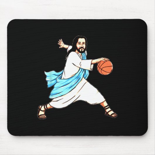 Jezus Spelen Basketbal Leuke Kerstmis Muismat (Voorkant)