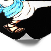 Jezus Spelen Basketbal Leuke Kerstmis Poster (Hoek)