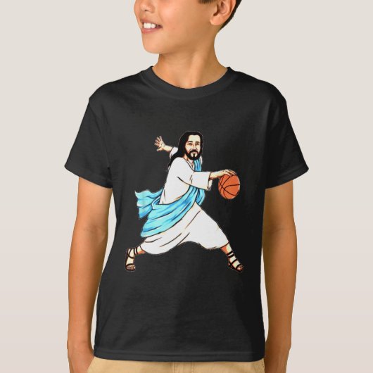 Jezus Spelen Basketbal Leuke Kerstmis T-shirt (Voorkant)