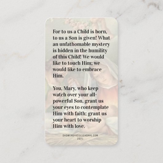  Jezus St. Joseph Virgin Mary, religieus kerstfees Informatiekaartje (Achterkant)