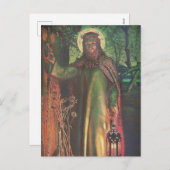 Jezus staat aan de deur en knoks feestdagenkaart (Voorkant / Achterkant)