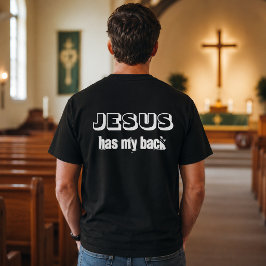 Jezus staat achter me zwart-wit christelijk t-shirt