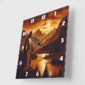 Jezus staat bij de rivier bij zonsondergang in de vierkante klok (Hoek)