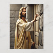 Jezus staat bij de verweerde deur briefkaart (Voorkant)