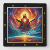 Jezus staat op het hemelse licht vierkante klok (Voorkant)