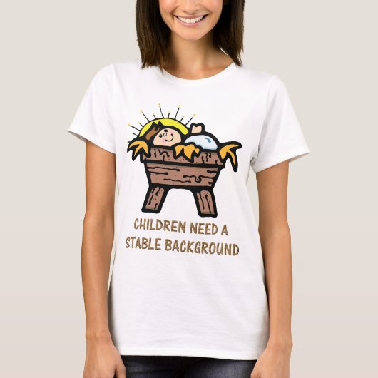 Jezus stabiele achtergrond t-shirt (Voorkant)