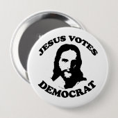 Jezus stemt democratisch ronde button 4,0 cm (Voorkant /achterkant)
