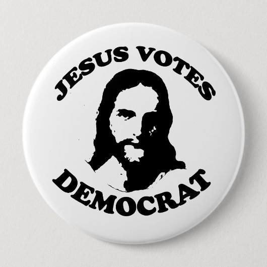 Jezus stemt democratisch ronde button 4,0 cm (Voorkant)